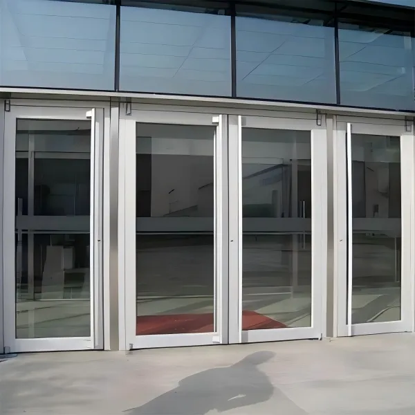 Алюминиевые двери с напольным доводчиком и терморазрывом (2)